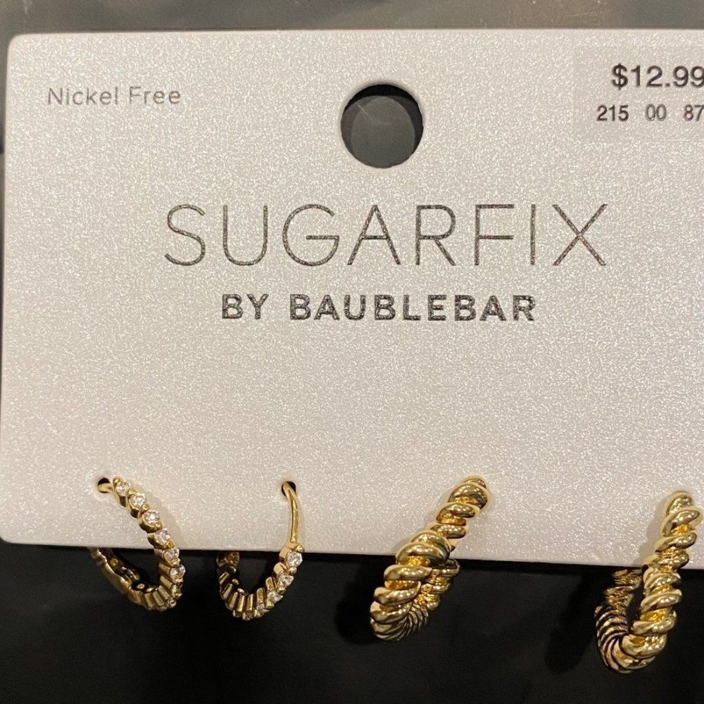 Sugarfix by BaubleBar Two Hoops Earrings Hearts NEW